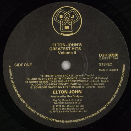 Elton John Greatest Hits Volume II + Booklet UK vinyl LP album (LP
